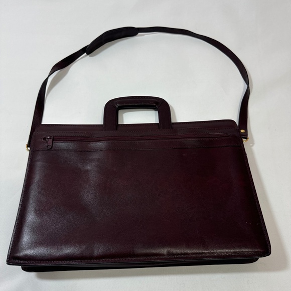 Protocol Portfolio Briefcase Red Split Leather Double Gusset Burgundy Burgundy - Picture 1 of 15